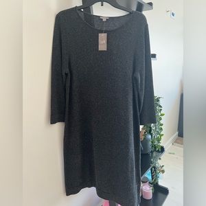 J. Jill NWT Blacktweed Black Sweater Dress Size L